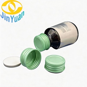 Tapas Roscadas de Aluminio de Grado Alimenticio con Revestimiento de PE, <span class=keywords><strong>Precio</strong></span> de Fábrica, Tapas de Aluminio Plateadas con Rosca para Tabletas, Polvos y Suplementos para la Salud - Product Image 1