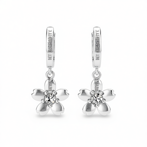 MT SIS.GOD TT Boucles d'oreilles en forme de fleur plaquées argent et zircon pour femmes, joli cadeau de bijoux - Product Image 1