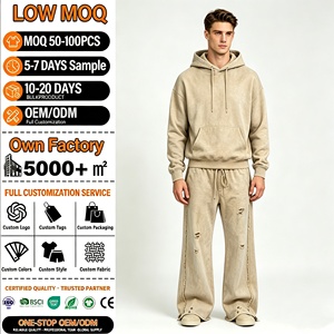 Men's sets Hooded Sweatshirt Set Printed French Terry Street Style Autumn Wear Black with <b>White</b> Pattern hoodie <b>joggers</b> wide leg - Product Image 1