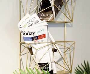 INNOVA — <span class=keywords><strong>panier</strong></span> de rangement <span class=keywords><strong>mural</strong></span> décoratif à trois niveaux, en fil de métal doré, pour journal et magazine, pré-livraison - Product Image 5