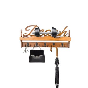 <b>Wooden</b> Wall Mounted Entryway <b>Coat</b> Rack Double Layer <b>Hook</b> Storage Organizer For Bedroom Living Room - Product Image 2
