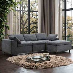 Testé en laboratoire Canapé d'angle modulable en tissu en forme de L Canapé 3 places désossé sans cadre Canapé compressé sous vide - Product Image 1