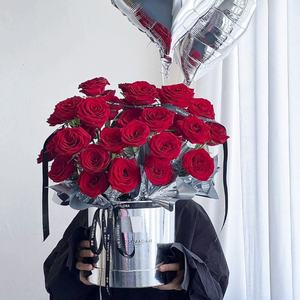 Toptan çiçek ambalaj kutusu altın gümüş yuvarlak lüks karton çiçek kutusu çiçek aranjmanı için - Product Image 6