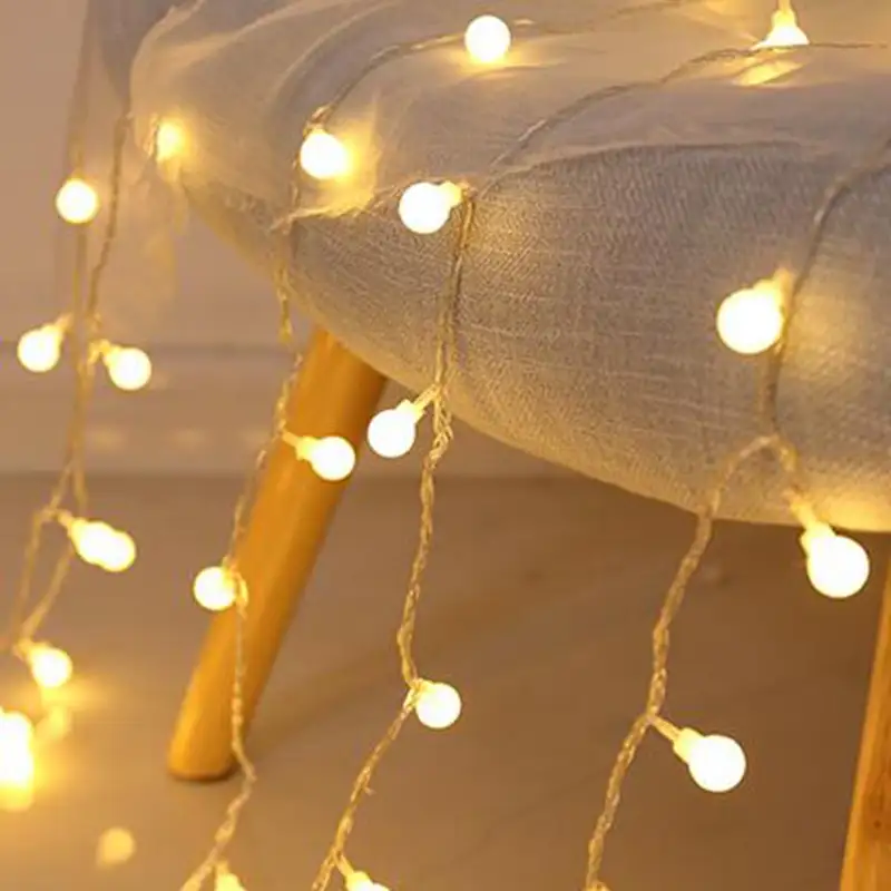LED kiraz topu peri işıklar çelenk dize ışıkları noel ağacı düğün ev odası kapalı dekorasyon ışık sıcak beyaz