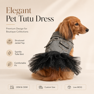 Vestido de mezclilla de diseñador para perro, tutú de tul negro, ropa vintage lavada para mascotas, <span class=keywords><strong>disfraz</strong></span> de fiesta de Año Nuevo Chino para perros pequeños y medianos, venta al por mayor - Product Image 1