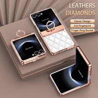 Étui de protection en cuir style diamant pour Galaxy Z Flip 7, protection antichoc pour téléphone portable