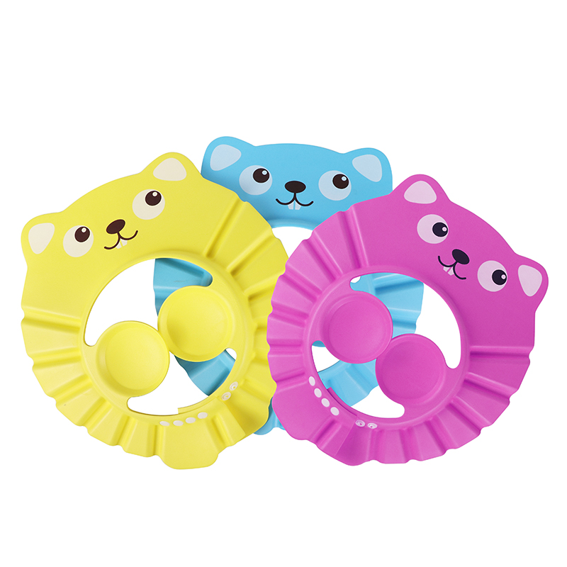 Регулируемая шапка для мытья волос с изображением животных, для новорожденных, для защиты ушей, безопасный для детей, защита для шампуня, накладка на голову для ванны