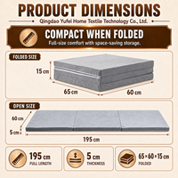Tragbare Gel-Memory-Foam Dreifach Faltbare Campingmatratze mit Stoffbezug für Zelt, Reisen, Gästezimmer und Bodenschlaf