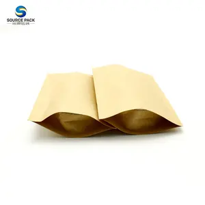 Wholesale Ready To Ship Biodegradable 100% Compostable Eco Friendly Brown Kraft Paper PLA Stand Up Pouch