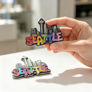 Aimant de réfrigérateur en métal personnalisé avec logo, souvenirs touristiques de la ville de Seattle, États-Unis, pour cadeaux d'affaires et de voyage, vente en gros - Product Image 1