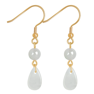 Pendientes de jadeíta natural de alta gama, grado A, jade de grado hielo, con incrustaciones de plata S925, estilo femenino. - Product Image 1