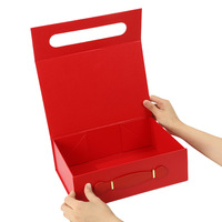 Große Luxus-Geschenkbox aus Karton mit PU-Ledergriff, Goldfolienprägung und Magnetverschluss für Kerzen