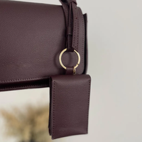 Étui à rouge à lèvres portable en cuir avec miroir, pochette compacte, breloque de sac, pochette de rangement pour rouge à lèvres et miroir, organiseur de gloss