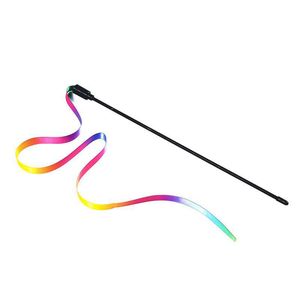 2025 fournitures pour animaux de compagnie en gros personnalisé mignon baguette jouer fourrure interactif arc-en-ciel cataire chat jouets Teaser bâton - Product Image 4