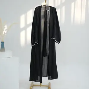 2024 Custom Islamic Clothing Dubai Luxury EID Modest Abayas With Rhinestone Kimono For Muslim Women Dress Sparkly Open Abaya