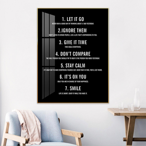 <span class=keywords><strong>7</strong></span> règles de la vie peinture de motivation <span class=keywords><strong>art</strong></span> mural inspirant pour la décoration intérieure toile d'impression et affiche pour le salon et la chambre à coucher - Product Image 1