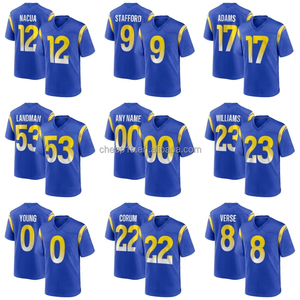 Vente en gros de maillots de football américain Los Angeles Ram pour hommes, cousus # 12 Puka Nacua # Uniforme de football de Matthew Stafford n°9 - Product Image 1