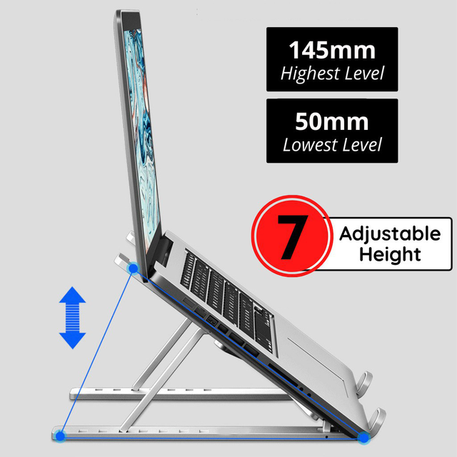 Hot Sale Factory Price Foldable Aluminum Alloy Cooling Laptop Stand for 9-15 Inch Tablets PCs Desk Usage