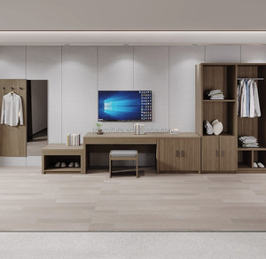 <b>Low</b> Cost Hotel Bedroom Furniture Set Twin <b>Double</b> King <b>Bed</b> Frame With Headboard Nightstand TV Cabinet Desk Wardrobe For Full Room - Product Image 5