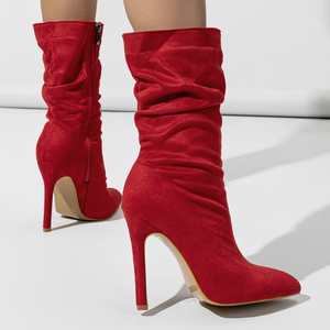 Nouvelles Bottes Courtes Peep Toe Grande Taille 42 à Talon Fin et Bout Pointu, Effet Froissé Naturel, Tendance et Polyvalentes pour l'Été en Maille - Product Image 3