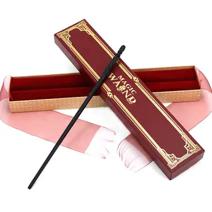 MC10 빨간 마술 지팡이 리본 상자 지니 코스프레 소품 크리스마스 할로윈 선물 강철 금속 코어 지팡이