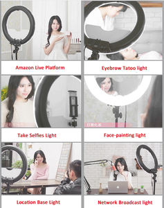 Kit d'éclairage pour selfie, lampe annulaire à intensité réglable, maquillage, vidéo, 18 pouces, à clipser pour <span class=keywords><strong>YouTube</strong></span>, TikTok - Product Image 6