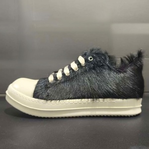 Premium Luxury Black Long Horsehair Platform Skate <b>Shoes</b> Anti-Slip Serrated Rubber Outsole Dark Niche Designer Trendy Sneakers - Product Image 1