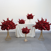 Bouquet de fleurs artificielles en soie rouge bordeaux 80/70/60/40cm pour centres de table de mariage et décorations de scène événementielle