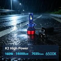 Phares LED de voiture SunRise K2 H8 12V/24V 160W 14000LM 6500K IP67 étanches, tubes en cuivre, Canbus Plug and Play, ajustement universel