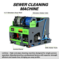 Nettoyeur de canalisations à jet d'eau diesel 65HP 300Bar 70L/min, machine de dragage de canalisations haute pression pour l'élimination des obstructions