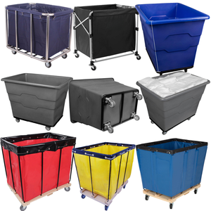 Nhà Sản Xuất Của Nhựa Bốn Bánh Xe Cuộn Container Tùy Chỉnh OEM Số Lượng Lớn Giặt Xe Tải Giặt Xe Đẩy Vệ sinh Giỏ Hàng Linen - Product Image 1