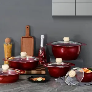 Nuovo Design di moda pressofuso in alluminio utensili da cucina padella e pentole antiaderenti rivestimento in granito set di pentole