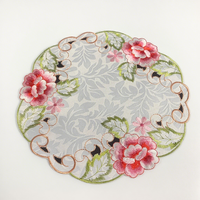 Napperons et sous-verres décoratifs modernes en tissu polyester, brodés, anti-taches, à motif végétal pastoral, pour la maison et les banquets de mariage