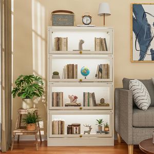 Vitrine moderne avec portes en verre acrylique, vitrine à 4 niveaux avec éclairage LED pour salle <span class=keywords><strong>de</strong></span> jeux, cave à vin et utilisation hôtelière - Product Image 3