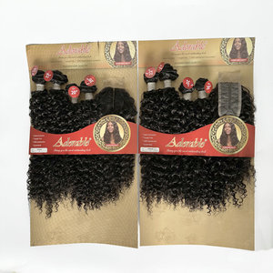 Adorabile Pacchetto di Capelli Sintetici <span class=keywords><strong>Winnie</strong></span>, Soluzione Completa 4 Pezzi, Fatte a Mano, 2*4 T Part, Ricci Crespi, Extension con Pizzo - Product Image 3