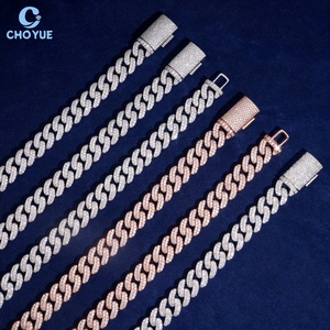 Precio de Fábrica Cadena Cubana de Plata de Ley S925 con 2 Filas de Moissanita VVS Certificada GRA, Estilo Hip Hop Iced Out, Collar de 13MM de Ancho - Product Image 2