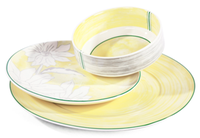 Ensemble de vaisselle en porcelaine de style bucolique avec tasses à café en céramique à feuilles jaunes, tasses à thé et assiettes plates, 3 pièces, pour les fêtes