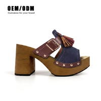 Taodu prend en charge la personnalisation OEM de sandales à talons hauts en bois pour femmes, pour la mode printemps-été.