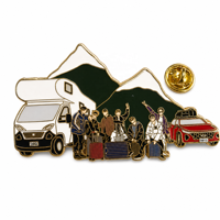 Broche personnalisée en émail dur 2D pour voyage en camping-car, camping, montagne, souvenir, vente en gros