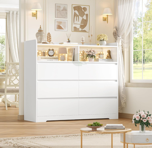 <span class=keywords><strong>Commode</strong></span> blanche à 6 tiroirs, armoire de rangement moderne avec 6 tiroirs, 23,6"L x 15,7"l x 31,5"H, idéale pour la maison et le bureau - Product Image 2