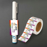 Étiquettes d'emballage avec aspect réfléchissant rouge-violet et impression de texte sur rouleaux pour l'identification des produits