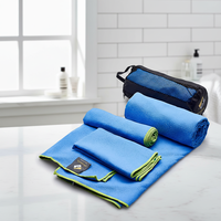 Serviette en microfibre légère à séchage rapide gaufrée, lot de 3 tailles, forme rectangulaire, pour camping, plage, gym, randonnée