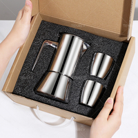 Ensemble de 3 cafetières Moka Tenrey de style italien, en acier inoxydable 304, avec tasses à double paroi