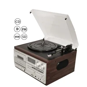 Multifunctionele Elegante Grammofoon Vinyl Platenspeler Cd Am Fm Radio Outdoor Familie Audio Vintage Platenspeler