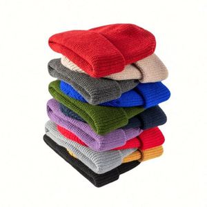 Warm Women's Winter Fashion Hip-Hop Knitted Beanie <b>Hat</b> Solid Color Docker <b>Hat</b> - Product Image 4