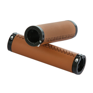 Puños para Manillar de Bicicleta de 22.2mm, de Cuero PU Cosido, Bloqueables, Normales, Impermeables, para Bicicletas de Montaña, Marrón y Negro - Product Image 3