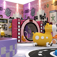 Parc de jeux intérieur multi-niveaux High Hip-Hop Adventure Fun World avec piscine à balles, toboggan et zones de jeux