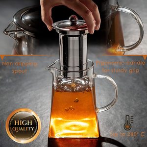 Set Teiera in Vetro Borosilicato con Logo Personalizzato 550ml/950ml, Resistente al Calore, con Infusore in Acciaio Inossidabile per Tè Sfuso - Product Image 6