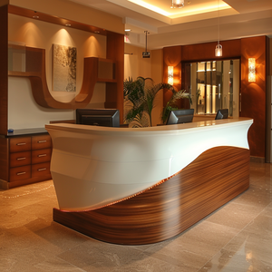 Escritorios para Suministros Creativos, Escritorio Ejecutivo Dorado para Oficina, Mostrador de Recepción Profesional Personalizado para Tienda, Empresa, Hotel - Product Image 2