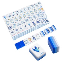 Juego de Mahjong Americano Personalizado de 160 Piezas, Azul y Blanco, con Fichas Acrílicas, Diseño de Mariposas y Grullas, para Viajes y Noches Familiares